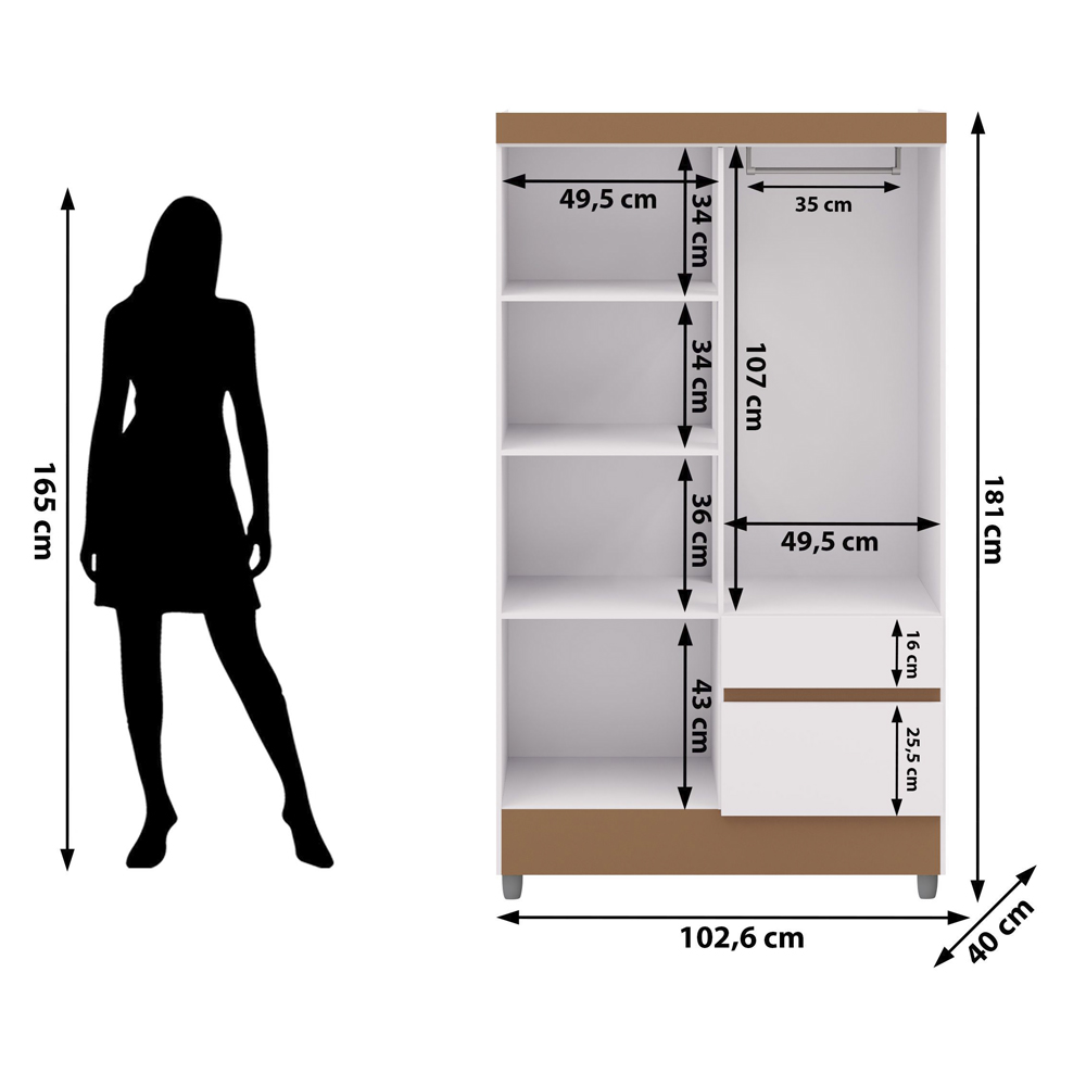 Guarda Roupa 4 Portas Espelho 102 cm 10090 Branco Camarim VLR