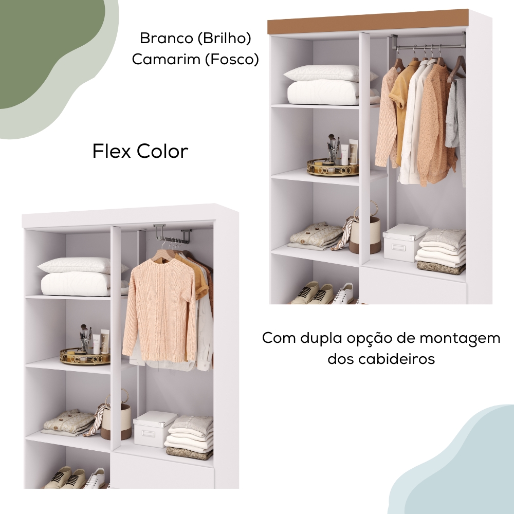 Guarda Roupa 4 Portas Espelho 102 cm 10090 Branco Camarim VLR