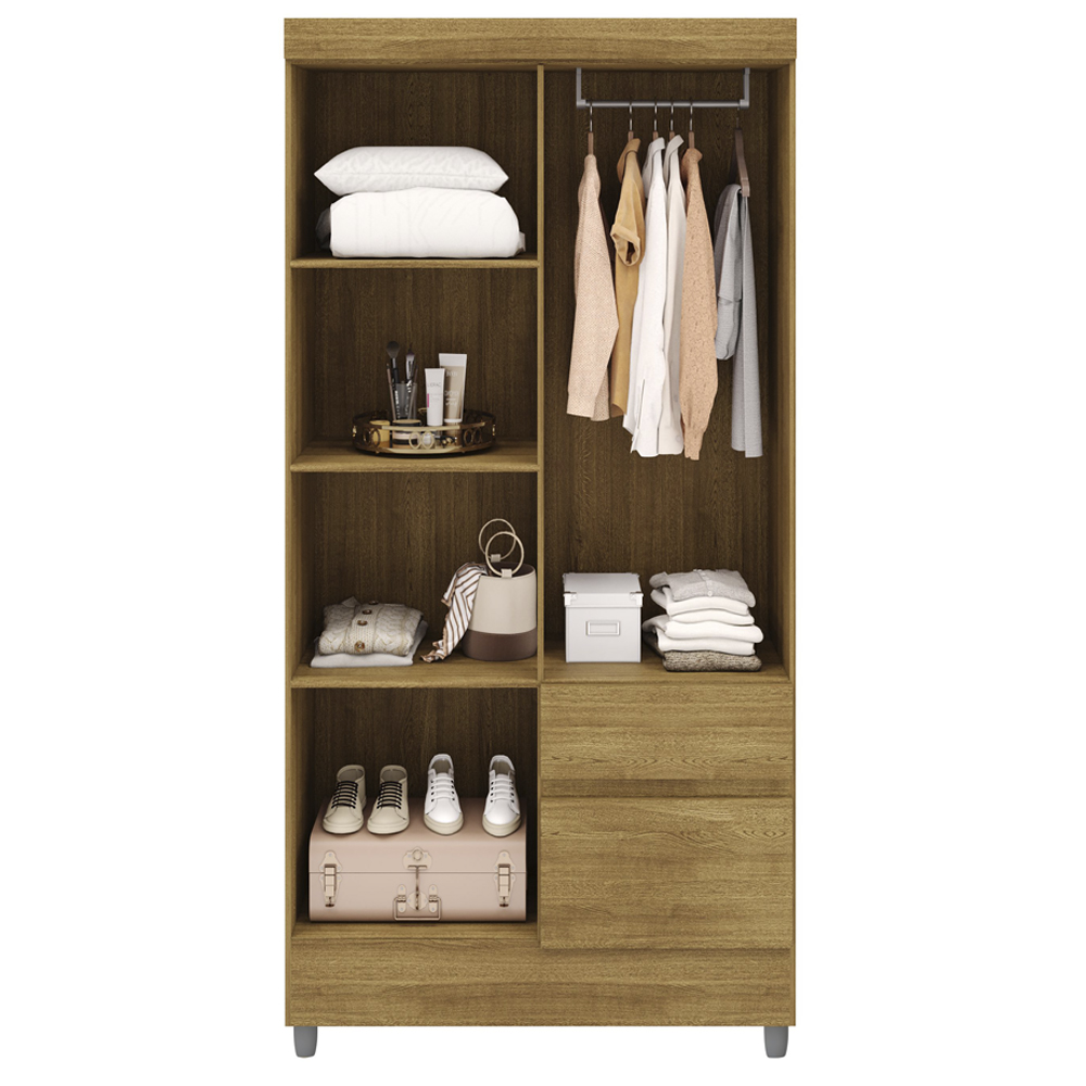 Guarda Roupa 4 Portas Espelho 102 cm 10090 Nature VLR