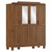 Guarda Roupa 4 Portas Espelho 152 cm 1282 Castanho Milani Store