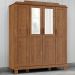 Guarda Roupa 4 Portas Espelho 152 cm 1282 Castanho Milani Store