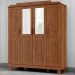 Guarda Roupa 4 Portas Espelho Com Aplique 152 cm 1272 Castanho Milani Store