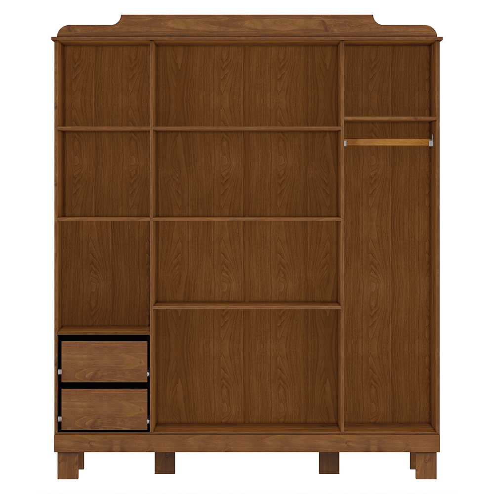 Guarda Roupa 4 Portas Espelho Com Aplique 152 cm 1272 Castanho Milani Store