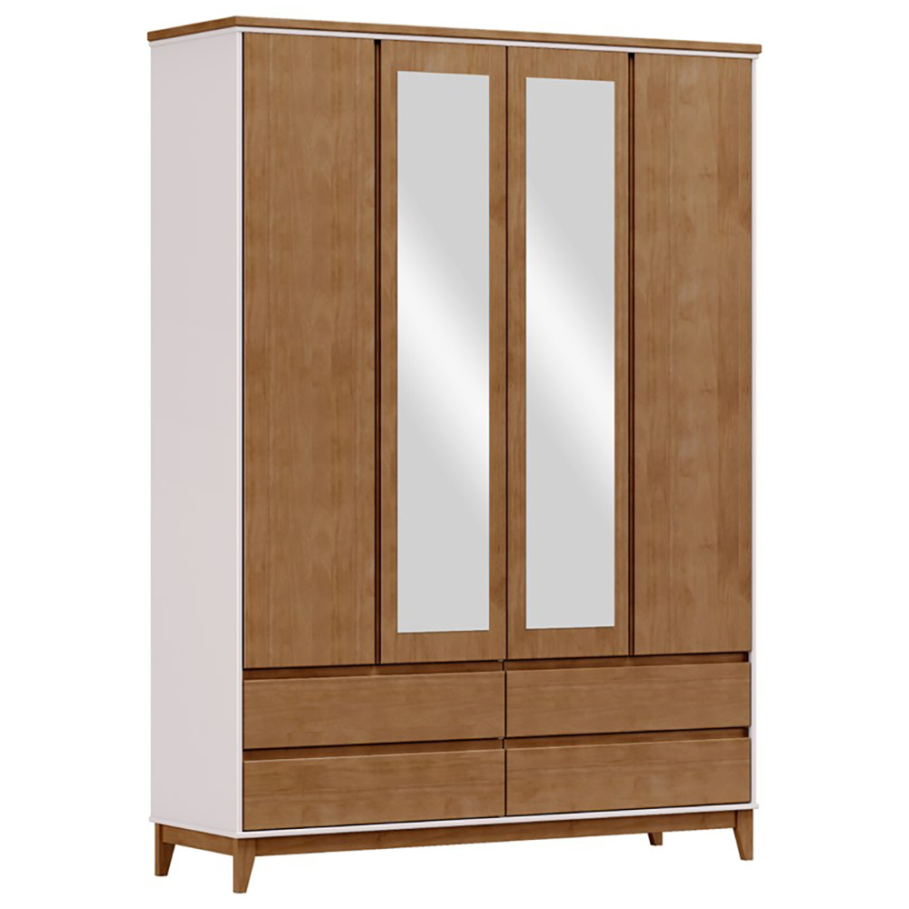 Guarda Roupa 4P 4G Espelho MDF 160 cm 2813 Off White Freijo Milani Store