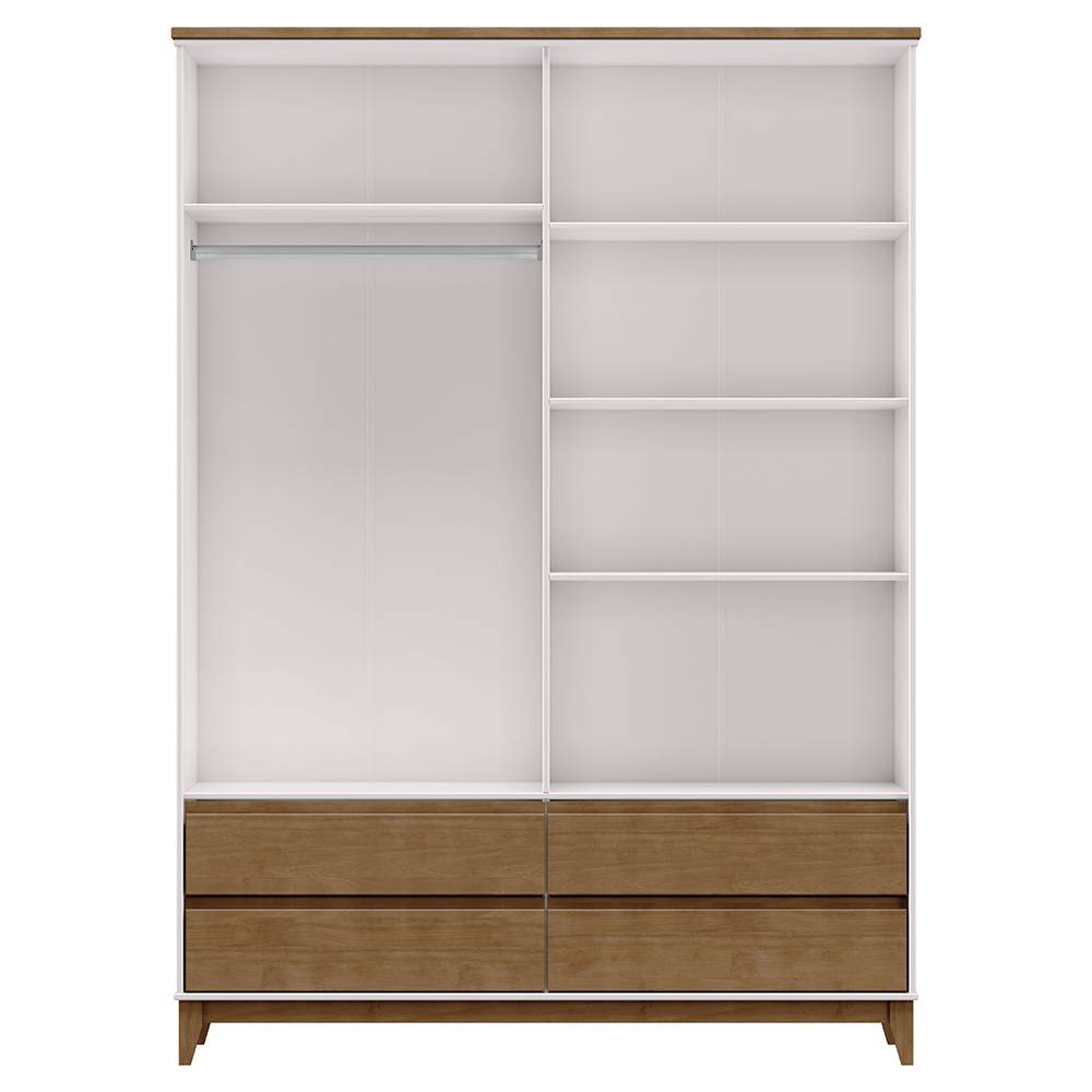 Guarda Roupa 4P 4G Espelho MDF 160 cm 2813 Off White Freijo Milani Store