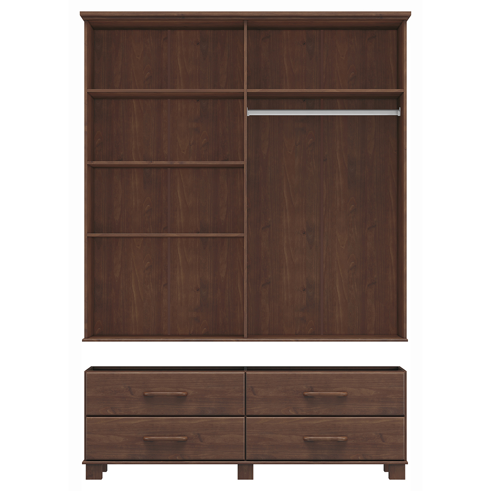 Guarda Roupa 4P 4G Espelho Madeira Maciça 168 cm 2252 Cafe Milani Store