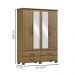 Guarda Roupa 4P 4G Espelho Madeira Maciça 168 cm 2252 Freijo Milani Store
