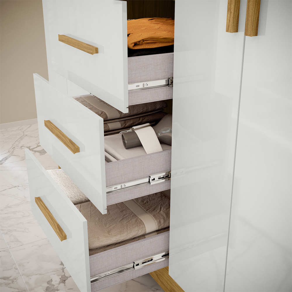Guarda Roupa 4P Com Espelho Capelinha RG139 Marrocos Off White MXM