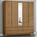 Guarda Roupa 5P 6G Espelho MDF 200 cm 2814 Freijo Milani Store