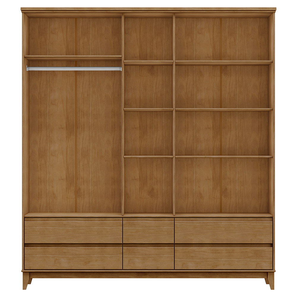 Guarda Roupa 5P 6G Espelho MDF 200 cm 2814 Freijo Milani Store