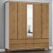 Guarda Roupa 5P 6G Espelho MDF 200 cm 2814 Off White Freijo Milani Store