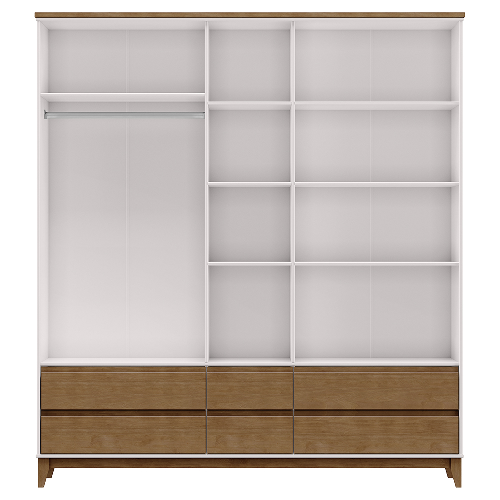 Guarda Roupa 5P 6G Espelho MDF 200 cm 2814 Off White Freijo Milani Store
