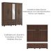 Guarda Roupa 5P 6G Espelho Madeira Maciça 208 cm 2253 Cafe Milani Store