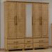 Guarda Roupa 5P 6G Espelho Madeira Maciça 208 cm 2253 Freijo Milani Store