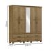 Guarda Roupa 5P 6G Espelho Madeira Maciça 208 cm 2253 Freijo Milani Store