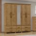 Guarda Roupa 5P 6G Espelho Madeira Maciça 208 cm 2253 Freijo Milani Store