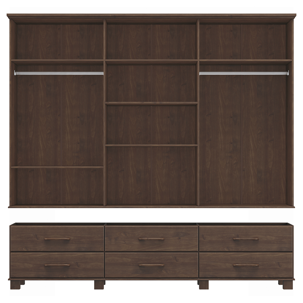 Guarda Roupa 6P 6G Espelho Madeira Maciça 248 cm 2254 Cafe Milani Store