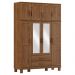 Guarda Roupa 8P 2G Espelho 150 cm 1285 Castanho Milani Store