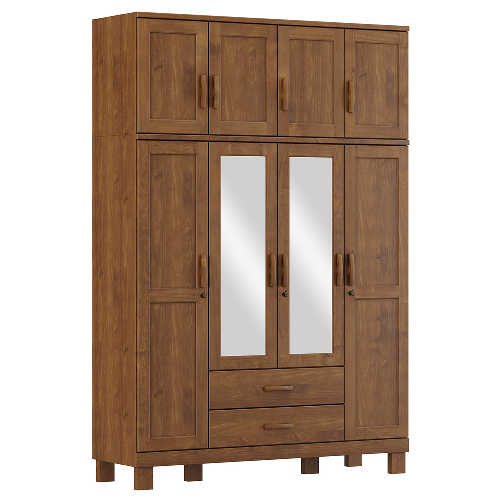 Guarda Roupa 8P 2G Espelho 150 cm 1285 Castanho Milani Store
