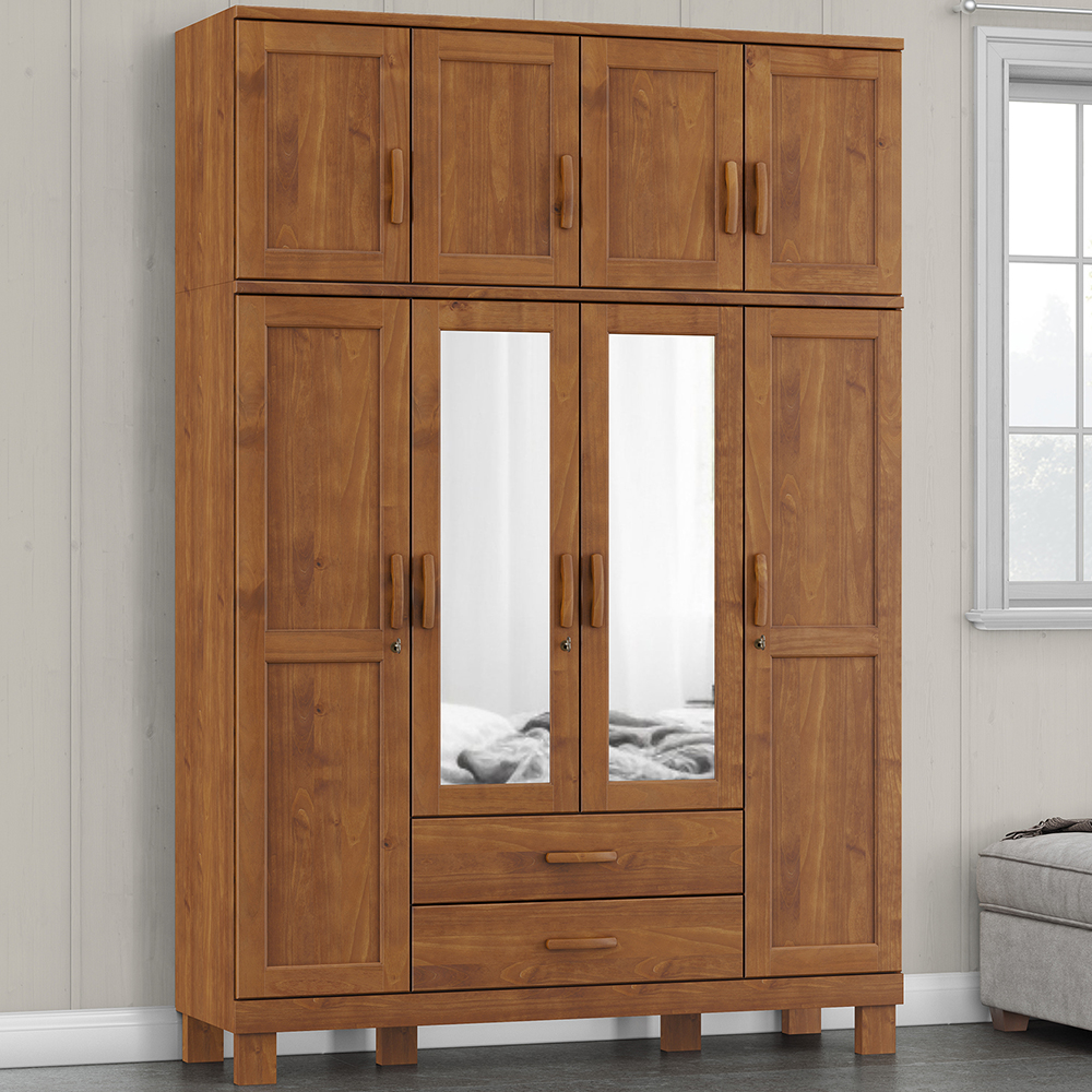Guarda Roupa 8P 2G Espelho 150 cm 1285 Castanho Milani Store