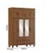 Guarda Roupa 8P 2G Espelho 150 cm 1285 Castanho Milani Store