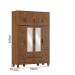 Guarda Roupa 8P 2G Espelho Com Aplique 150 cm 1275 Castanho Milani Store 