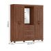 Guarda Roupa Capela Madeira Maciça 4P 3G 183 cm 1143 Imbuia Milani Store