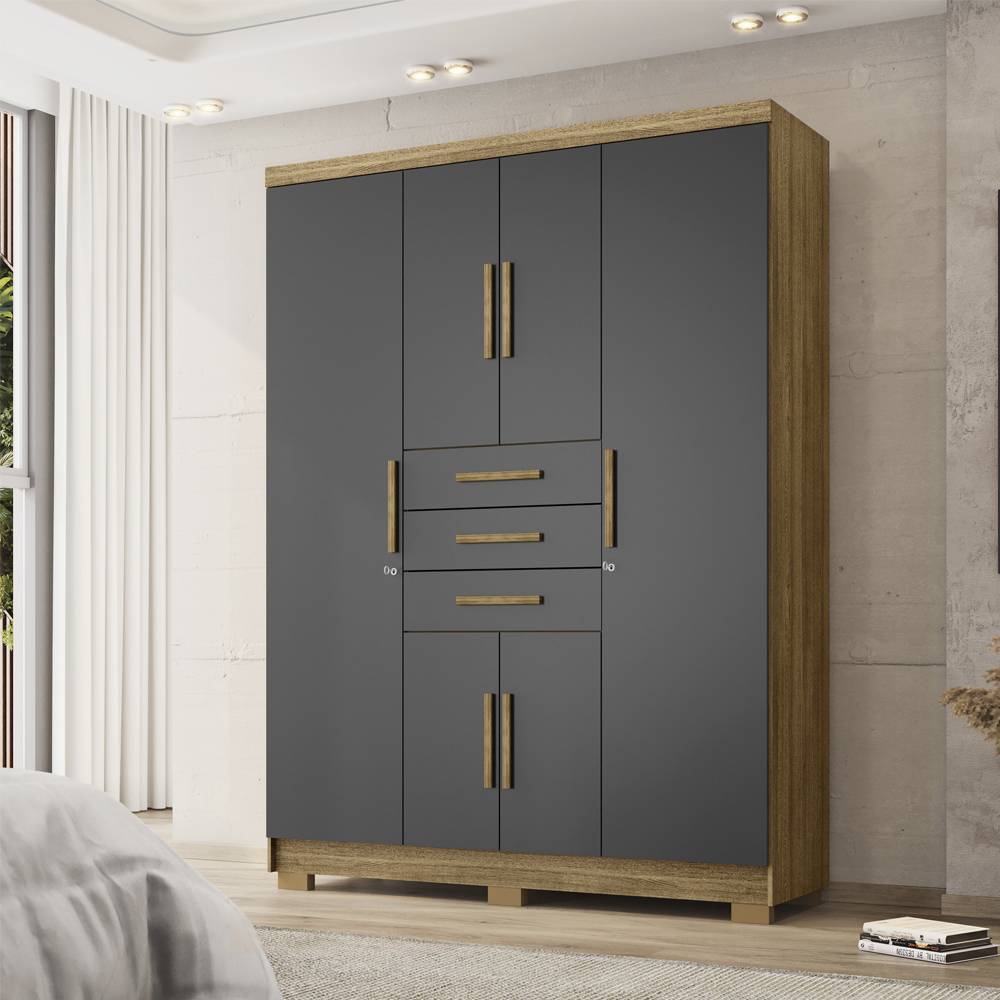 Guarda Roupa Casal 151 cm 6 Portas 3G 10020 Nature Alasca VLR