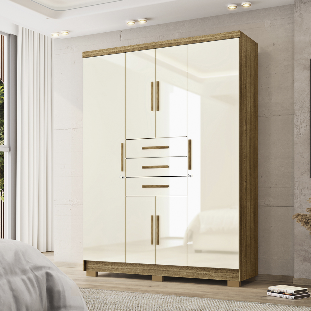 Guarda Roupa Casal 151 cm 6 Portas 3G 10020 Nature Champanhe VLR