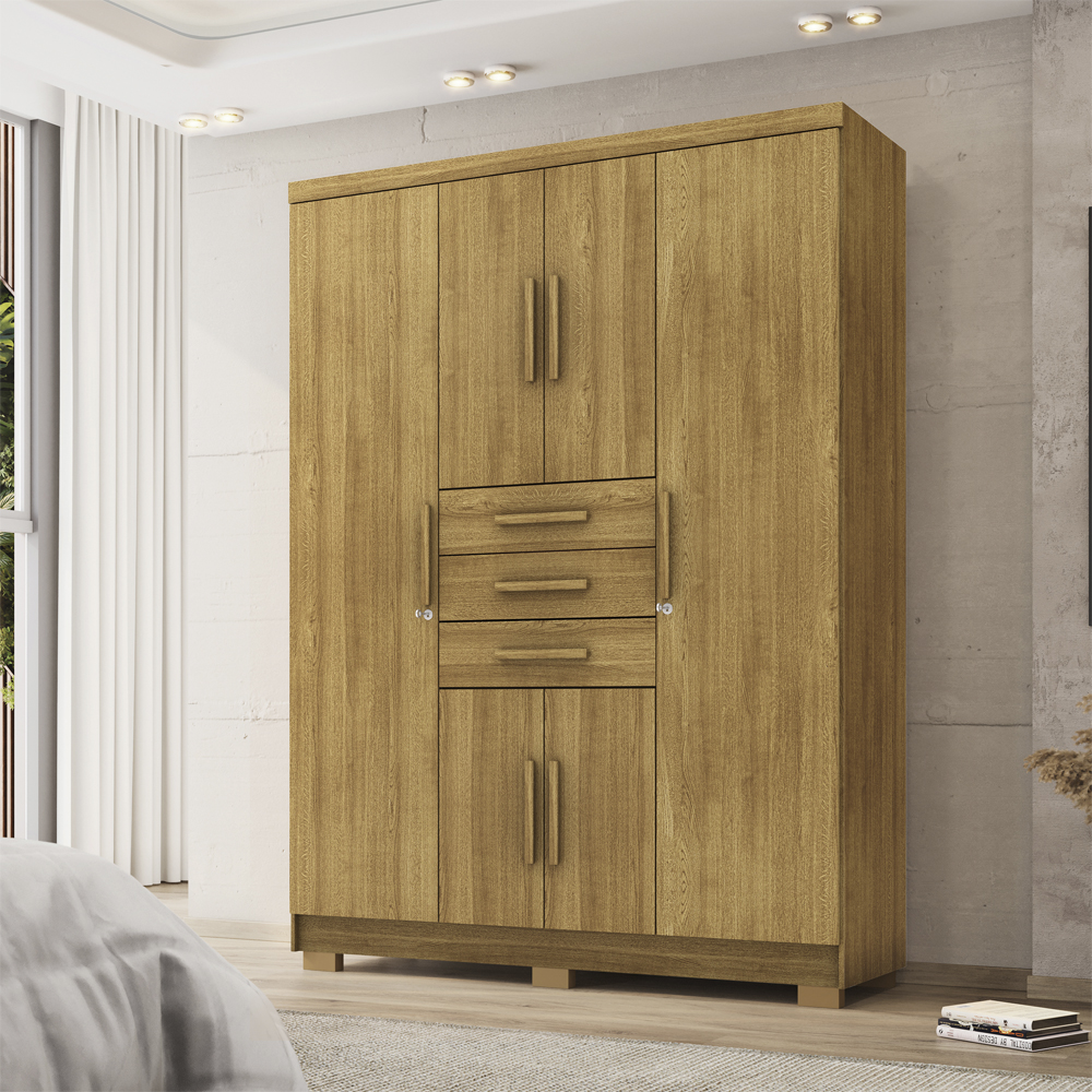 Guarda Roupa Casal 151 cm 6 Portas 3G 10020 Nature VLR