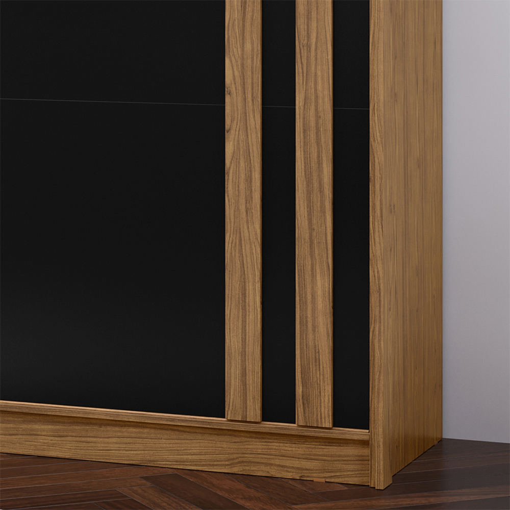 Guarda Roupa Casal 2P Correr MDF 244 cm RD024 Freijo Nero MXM