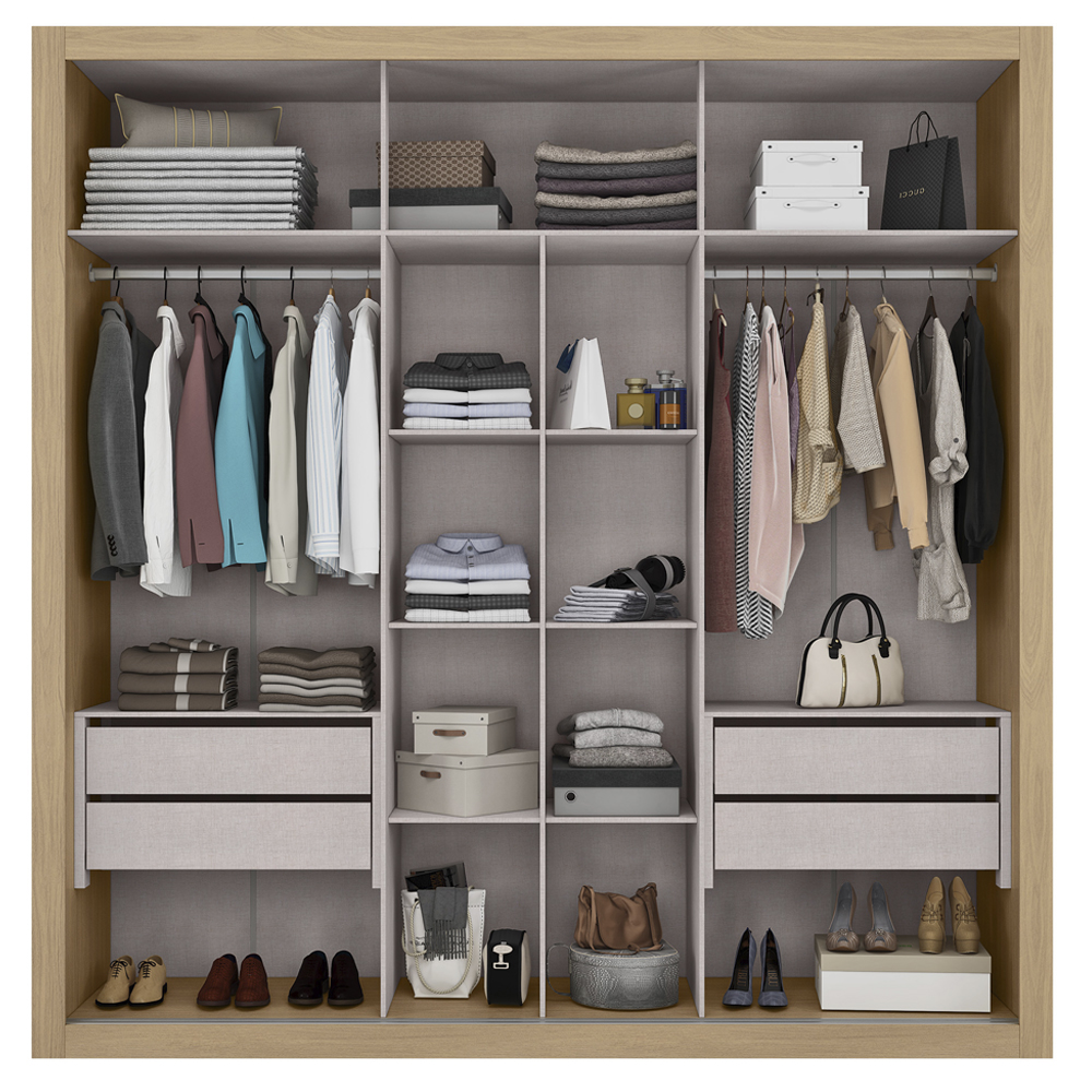 Guarda Roupa Casal 2PT Correr MDF 231 cm TPL RD033 Castanho MXM