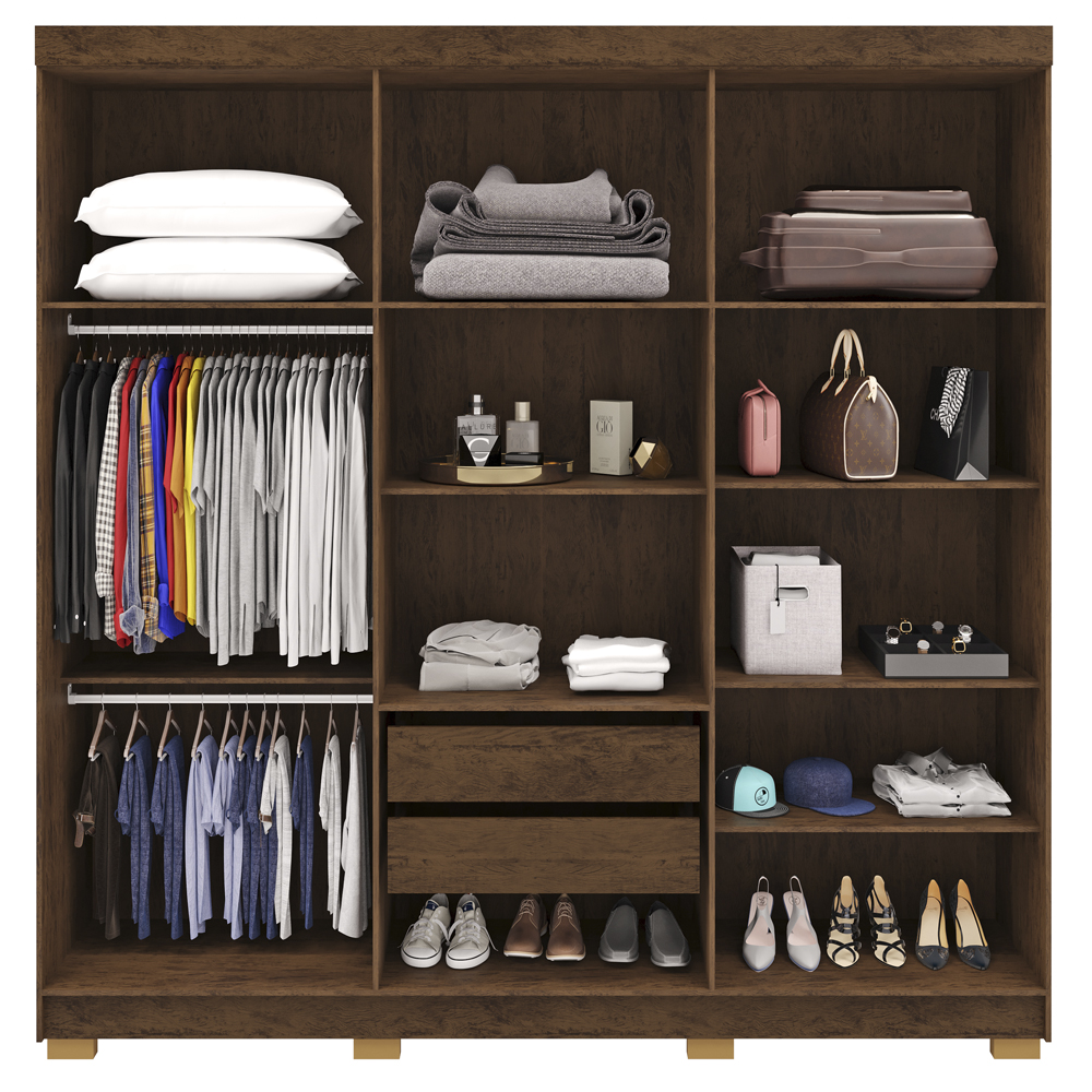 Guarda Roupa Casal 6 Portas 2G 218 cm 10037 Imbuia Champanhe VLR
