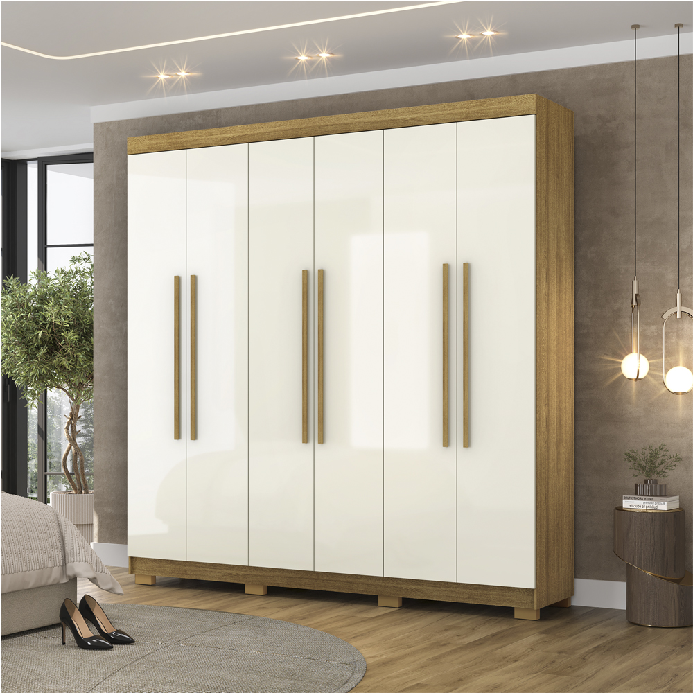 Guarda Roupa Casal 6 Portas 2G 218 cm 10037 Nature Champanhe VLR