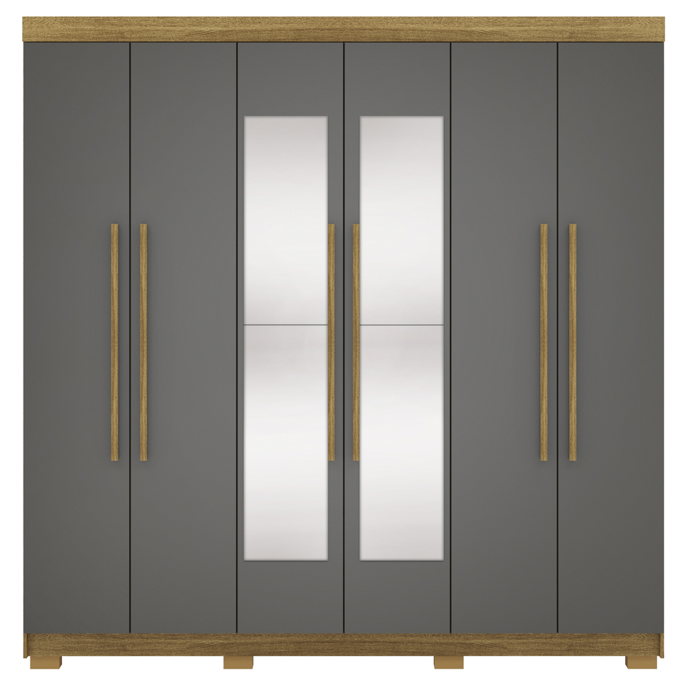 Guarda Roupa Casal 6 Portas 2G Espelho 218 cm Nature Alasca VLR