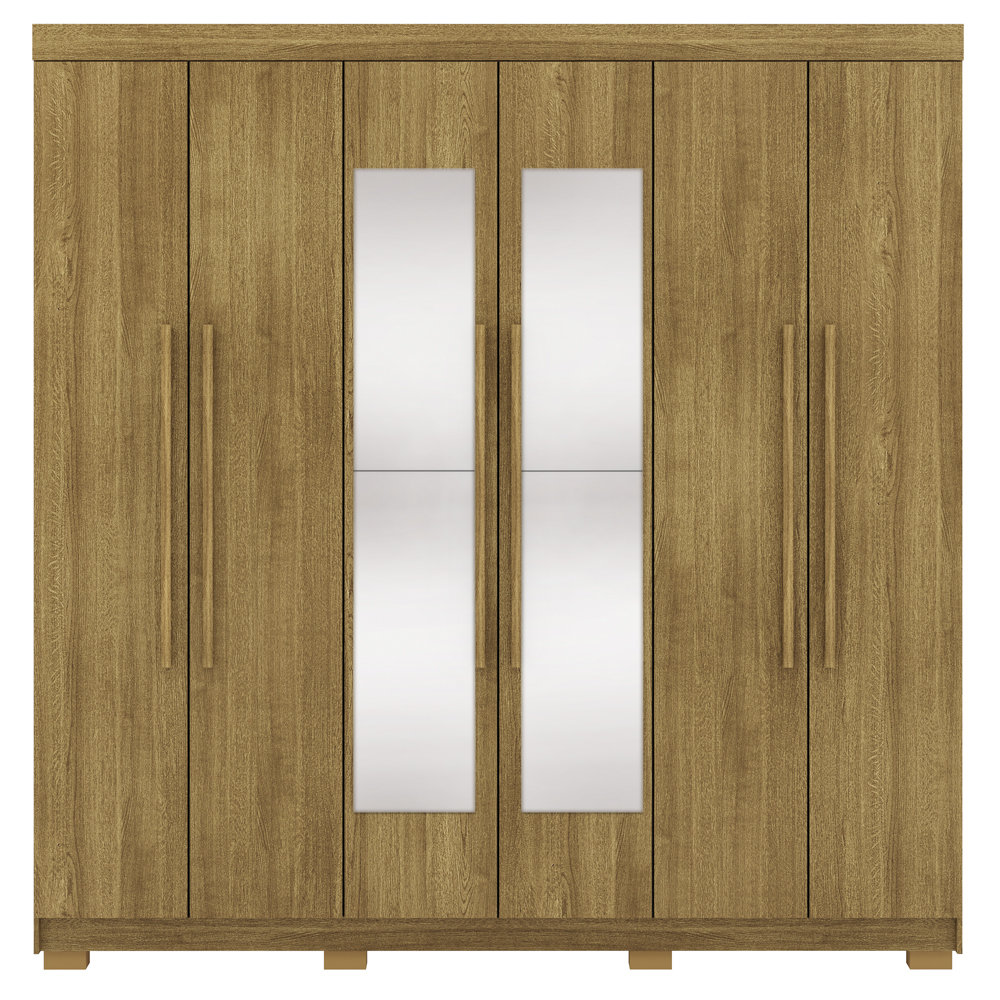 Guarda Roupa Casal 6 Portas 2G Espelho 218 cm Nature VLR