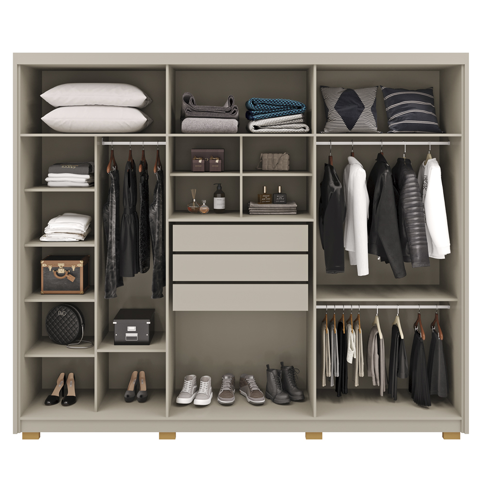 Guarda Roupa Casal 6 Portas 3 Gavetas MDF 275 cm Fend VLR
