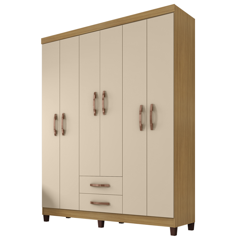 Guarda Roupa Casal 6 Portas 3562 Carvalho Off White INCC