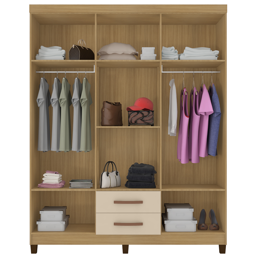 Guarda Roupa Casal 6 Portas 3562 Carvalho Off White INCC