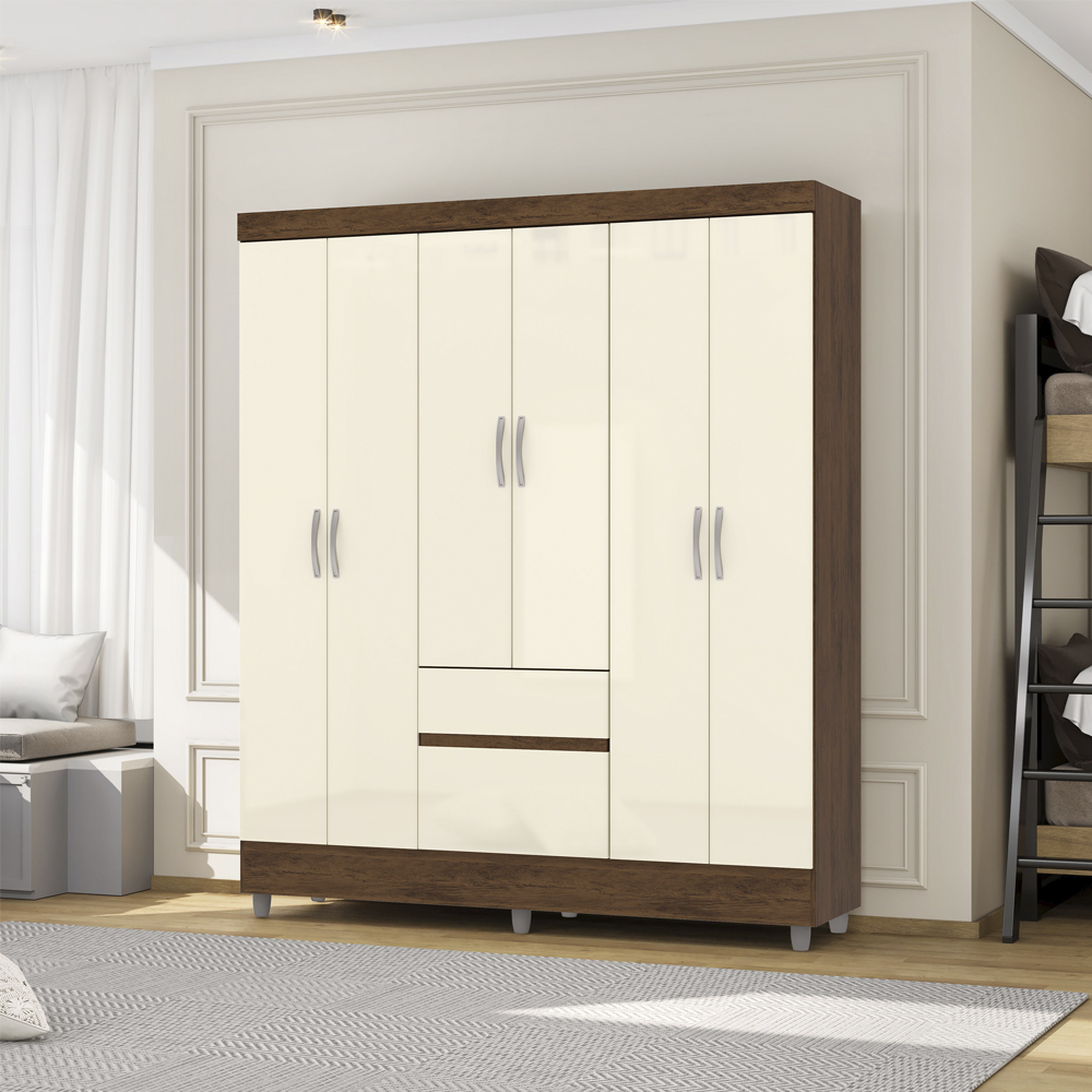 Guarda Roupa Casal 6P 2G 153 cm 10091 Imbuia Champanhe VLR