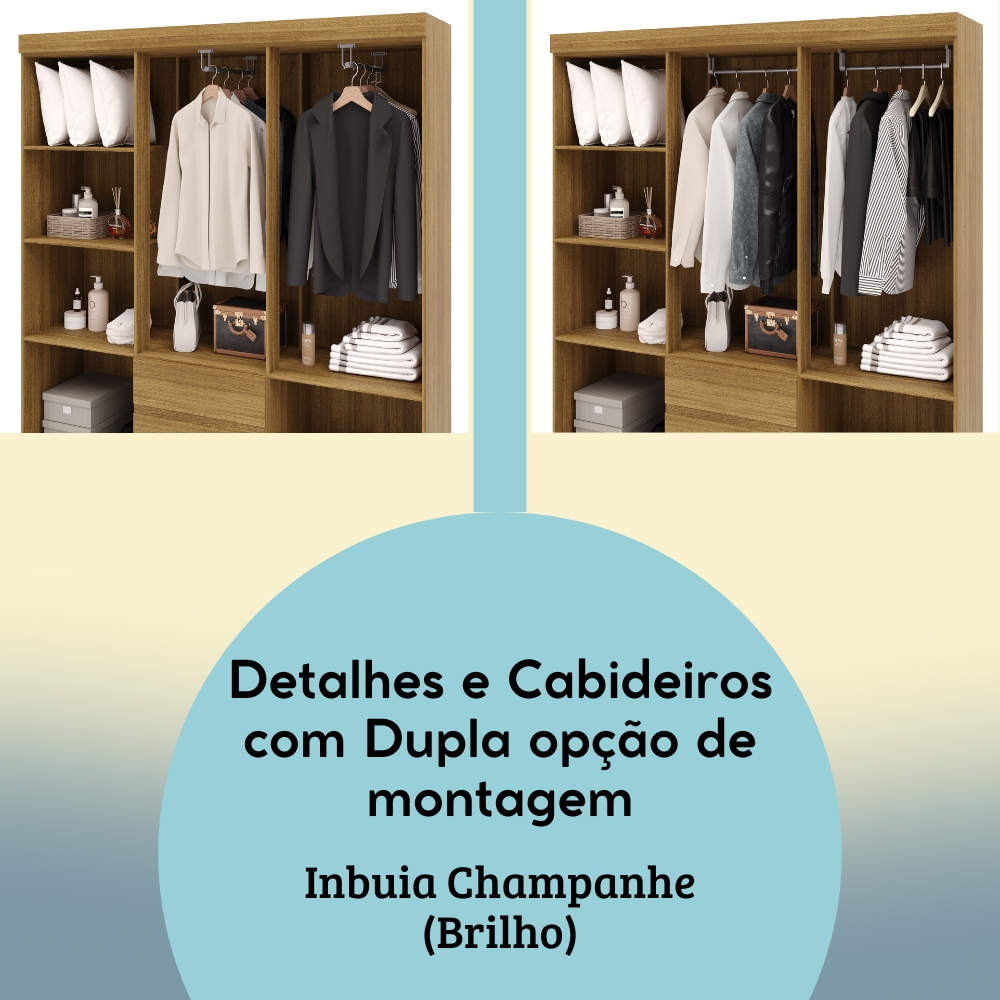 Guarda Roupa Casal 6P 2G 153 cm 10091 Nature VLR