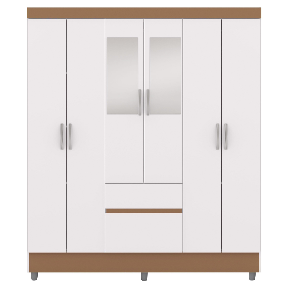 Guarda Roupa Casal 6P 2G Espelho 153 cm Branco Camarim VLR