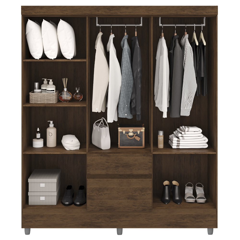 Guarda Roupa Casal 6P 2G Espelho 153 cm Imbuia VLR