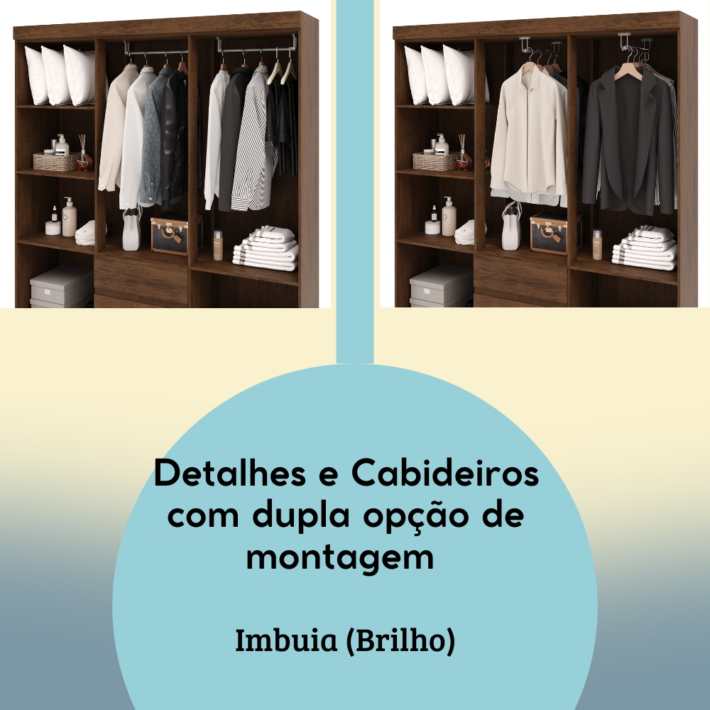 Guarda Roupa Casal 6P 2G Espelho 153 cm Imbuia VLR