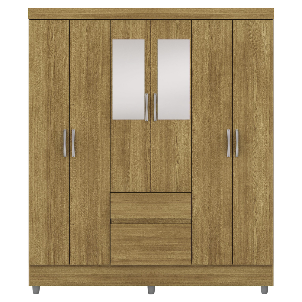 Guarda Roupa Casal 6P 2G Espelho 153 cm Nature VLR