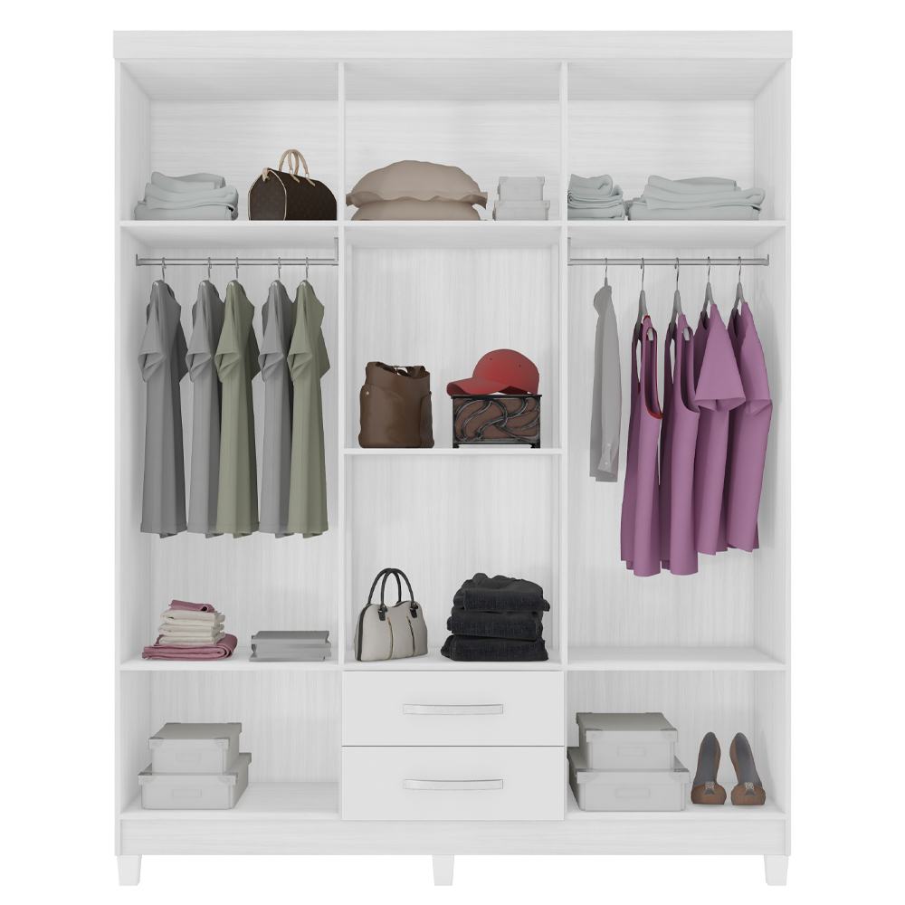 Guarda Roupa Casal 6P 2G Moden 150 cm 3562 Branco Flex INCP