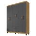 Guarda Roupa Casal 6P 2G Moden 150 cm 3562 Carvalho Am Grafite INCP