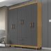 Guarda Roupa Casal 6P 2G Moden 150 cm 3562 Carvalho Am Grafite INCP