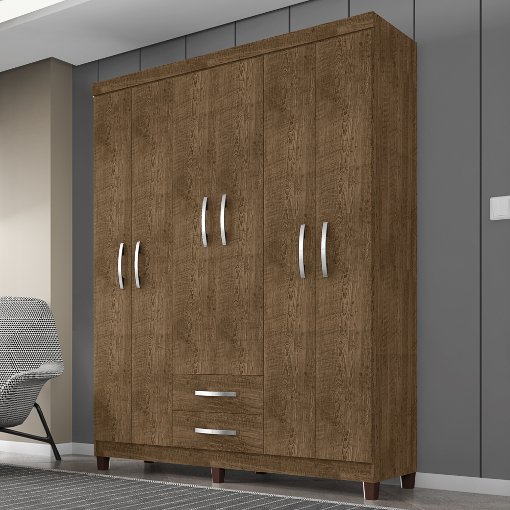 Guarda Roupa Casal 6P 2G Moden 150 cm 3562 Malbec INCP