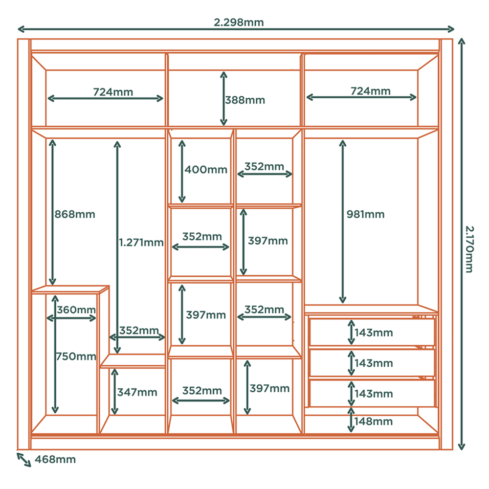 Guarda Roupa Casal 6PT MDF 231 cm RG129 Marrocos Off White MXM